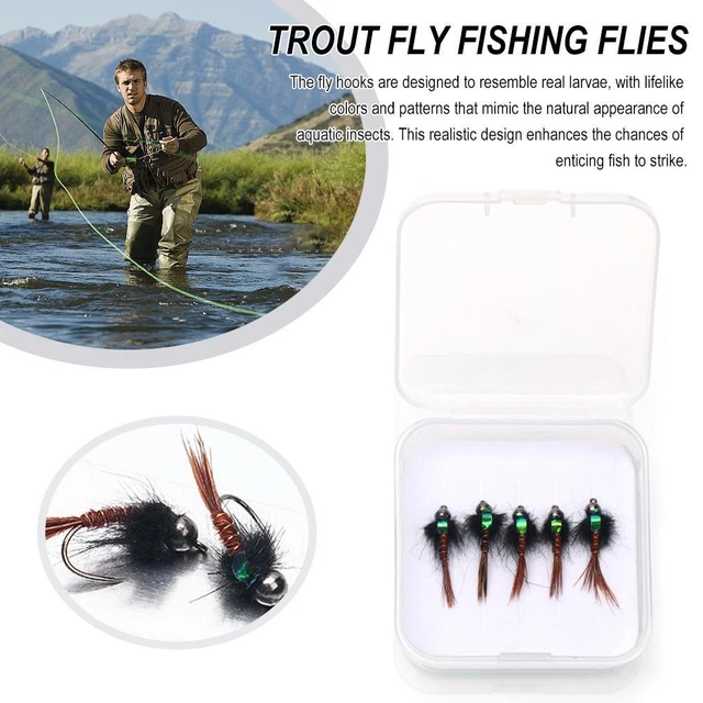 5PCS/SET Gold Headed Nymphs Trout Fly Fishing Flies - Size 8 12 - UK New