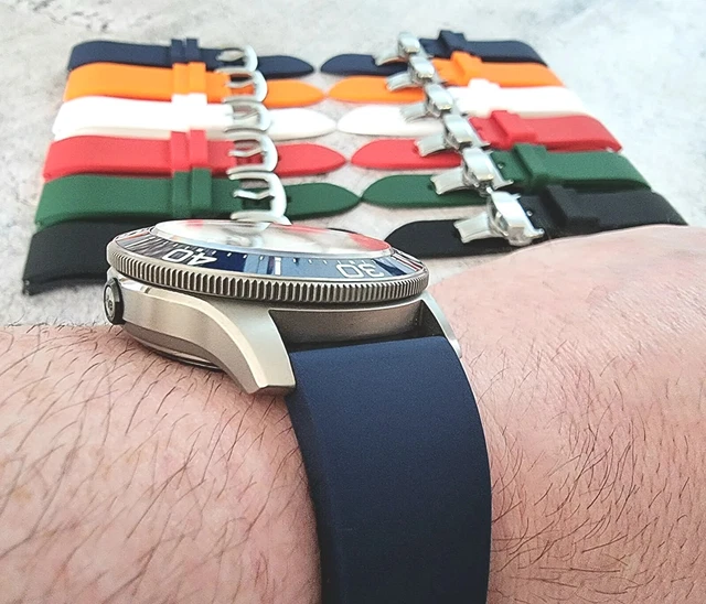 SILICONE RUBBER WATERPROOF Mens Watch Strap Deployment Clasp Band 20