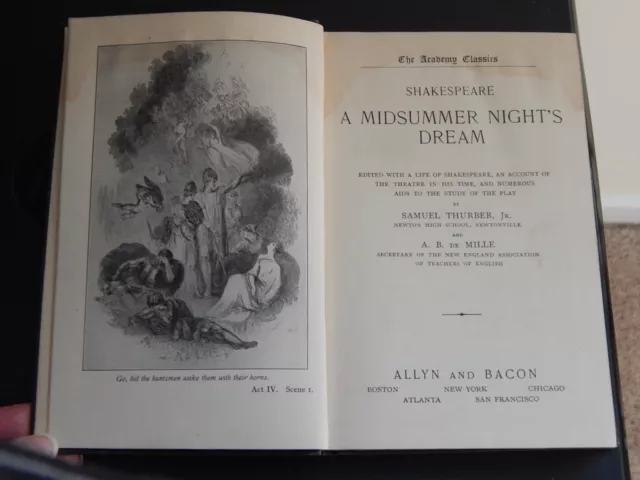 SHAKESPEARE A MIDSUMMER night's dream by Samuel Thurber, Jr 1902 $9.50 ...