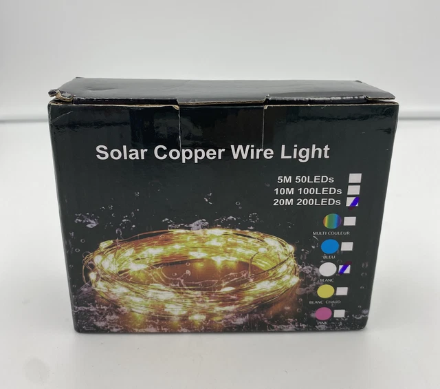 Solar  String Light Copper Wire Outdoor Waterproof Cold White 20M/200 LED New