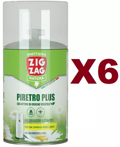 6 Pz Zig Zag Piretro Plus Insetticida Mosche E Zanzare Spray Repellente 250Ml