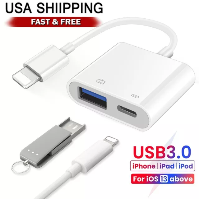 2 in 1 8-PIN to USB 3.0 OTG Adapter for iPhone Connect USB Flash Drive, Camera