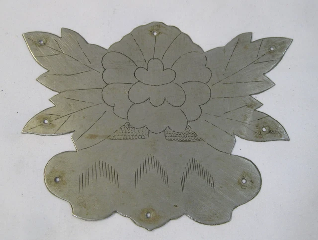 Ancient Korea.Joseon Dynasty .Hand Carved White Copper Decoration peony flower