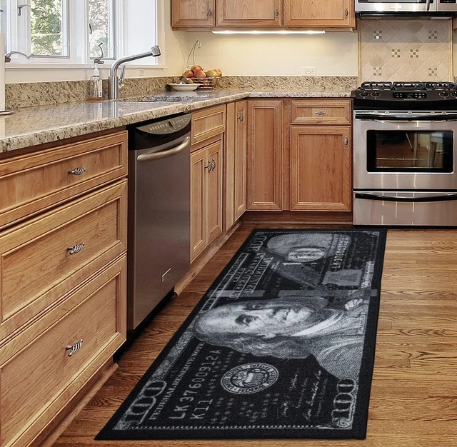 Alfombra de corredor moderna lavable a máquina diseño de billetes de $100 diseño antideslizante 22X53