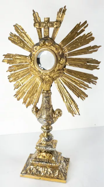 Antique French Gilt Silver Religius Monstrance Reliquary Circa 1800 As Is