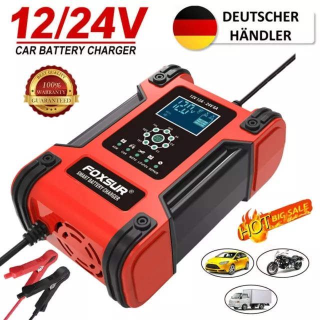 Auto KFZ Batterieladegerät Battery charger 12V 24V für LiFePO4 Lithium,Gel,AGM