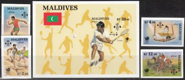 MALEDIVEN, 1988 Olympische Sommerspiele 1307/10B, Block 144B **, (18522)+