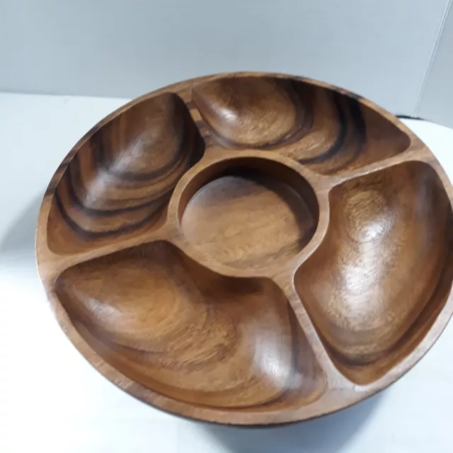 Lazy Susan Monkey Pod Serving Tray, Carved Wood