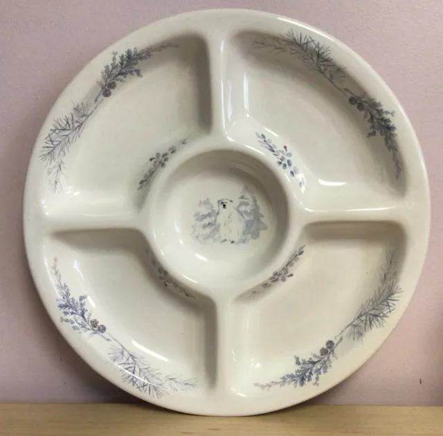 Pfaltzgraff Winter Frost Christmas Divided Relish Vegetable Plate Platter 16”