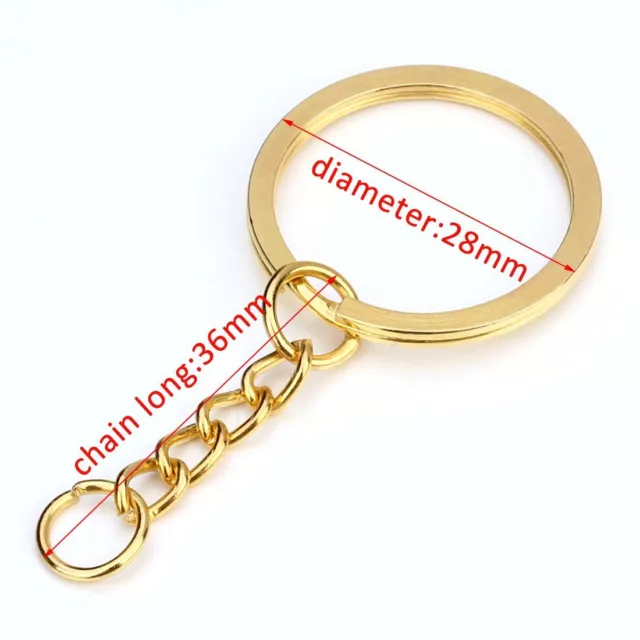 Gold Silver Bronze Colored Ring Keychain Long Round Split Keyrings Rings 1pack