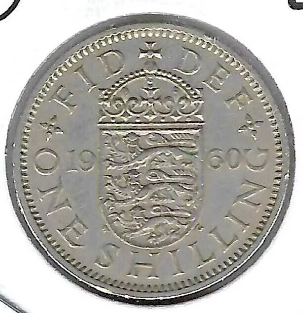 1960 Great Britain Circulated 1 Shilling QEII Coin! (English Crest)