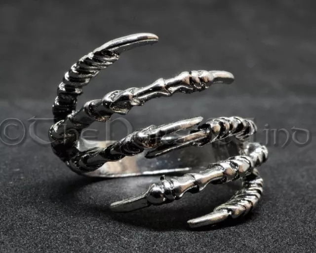 Viking Raven Claw Ring Odin's Amulet Silver Gothic Jewelry Norse Adjustable