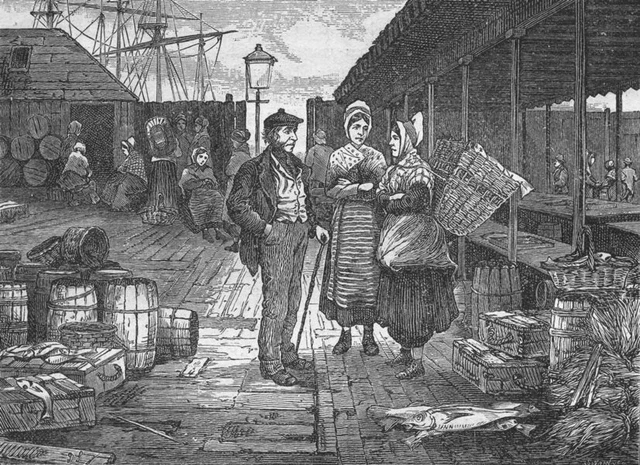 SCOTLAND. Aberdeen. Fish Market 1898 old antique vintage print picture