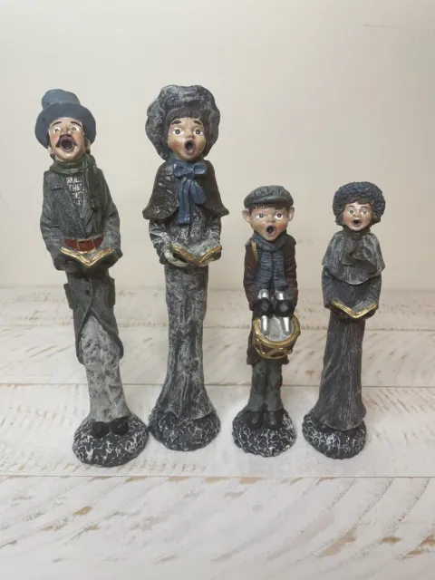 Christmas Carolers Figurines Resin Vintage Set Family of Four Windsor Collection
