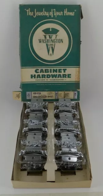 12x ANTIQUE New Old Stock Washington Line Cabinet Hardware Hinges Chromium!