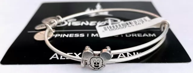 NEW Disney Parks ALEX AND ANI Mickey Mouse Icon Slider Silver Bangle Bracelet