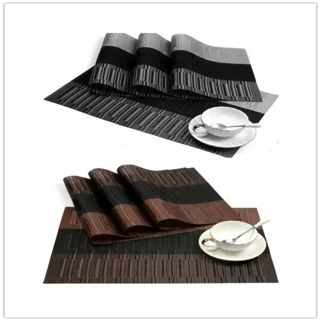 4X PVC Dining Tableware Placemats Bowl Coasters Pad Mat Heat Insulation Woven