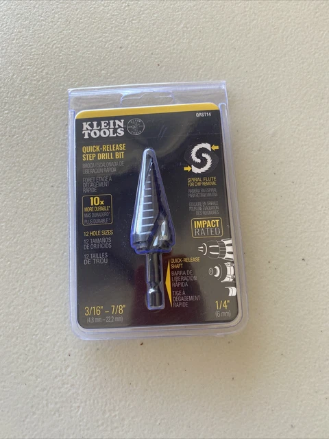 Klein Tools Qrst14 Spiral Flute Step Drill Bit 3/16-7/8