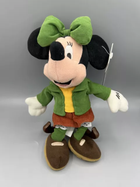 Disney Store Minnie Mouse Soft Toy Mini Bean Bag Plush 9” Evergreen Retired New