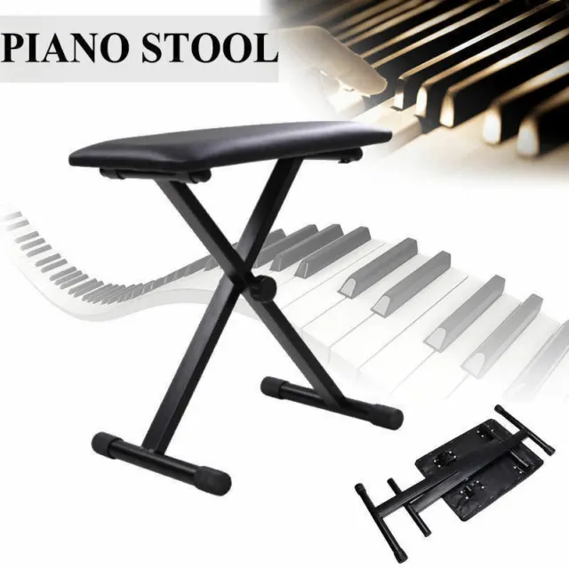 New Portable Adjustable Folding Keyboard Piano Stool Seat Bench Black AU Stock