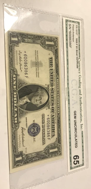 1935 F US $1 Dollar Silver Certificate *STAR NOTE* FR-1615* UNC GEM