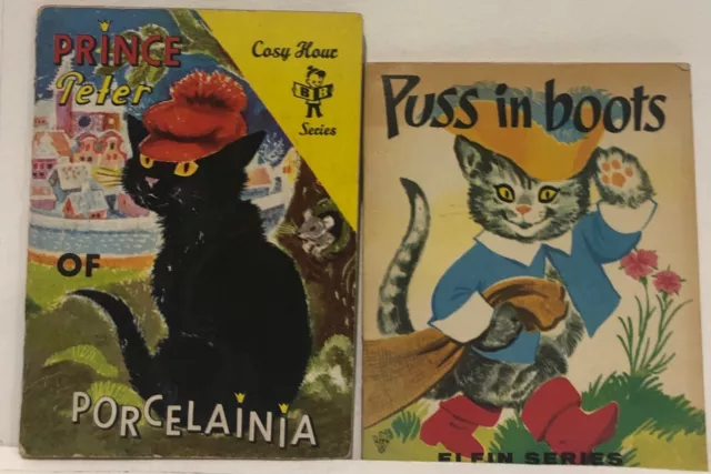 2 Vintage Children's Pocket Books  Prince Peter of Porcelainia/Puss in Boots VGC