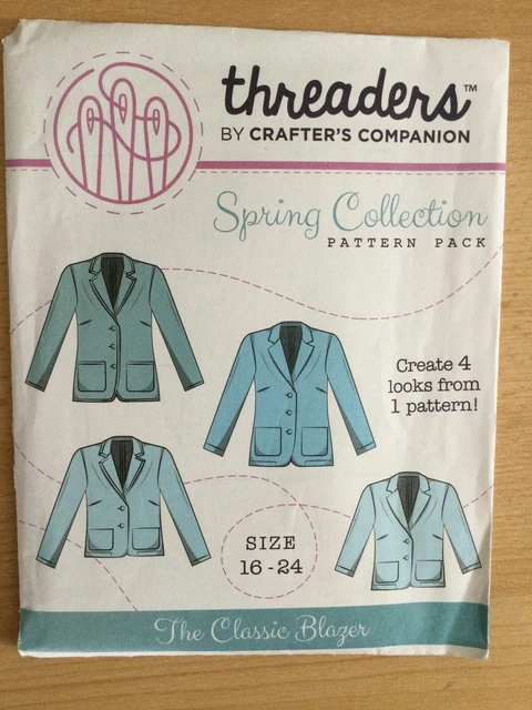 CHAQUETA BLAZER CLÁSICA Patrón de Costura TALLAS 16 - 24 4 EN UNO por Threaders