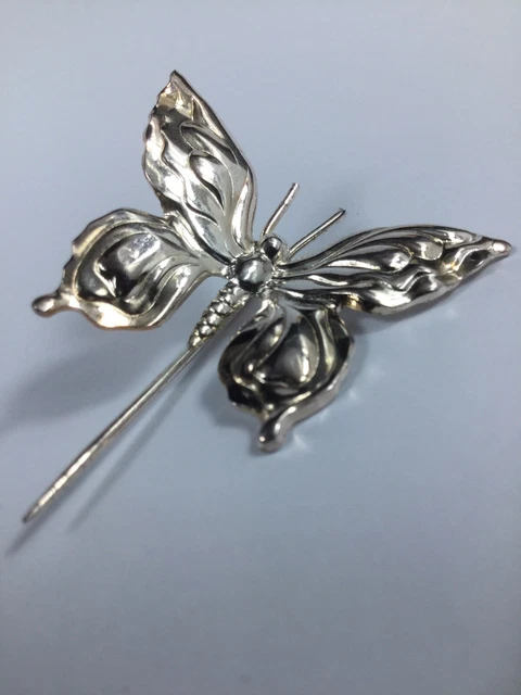 Broche Orchidée En Argent 800 Et émail Fin XIXe - Art Nouveau Jugendstil Rare