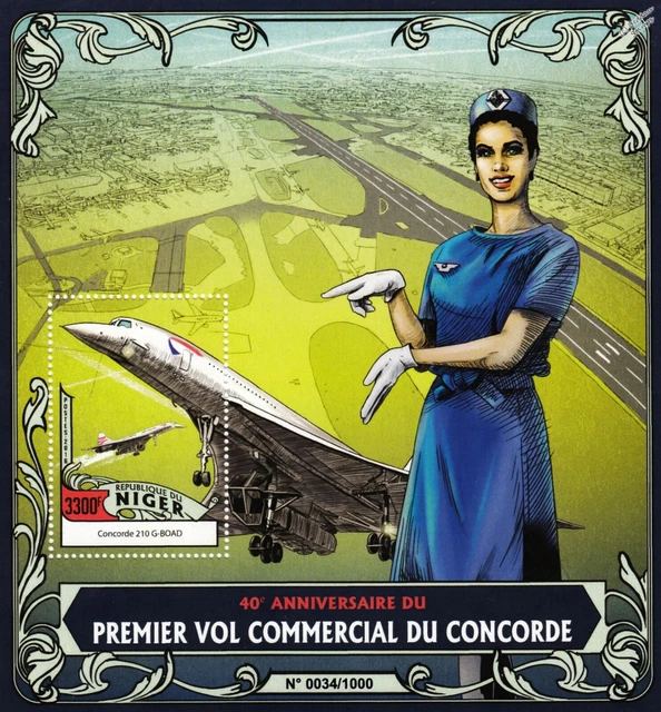 FEUILLE DE TIMBRE d'avion British Airways (BA) CONCORDE 210 GBOAD