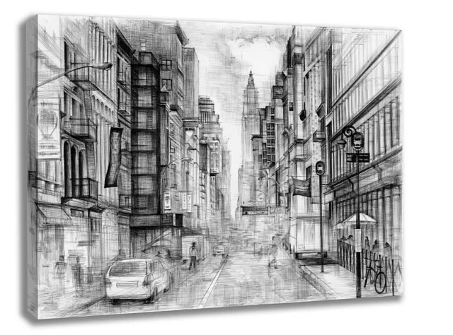 Intalence Art New York City Street Wall Art Decor.  NYC Skyline Canvas Print.