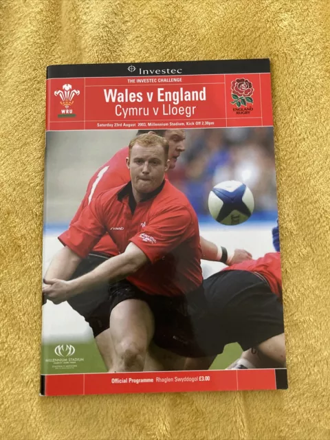 2003 Wales V England World Cup Warm Up International Rugby Union Programme Vgc