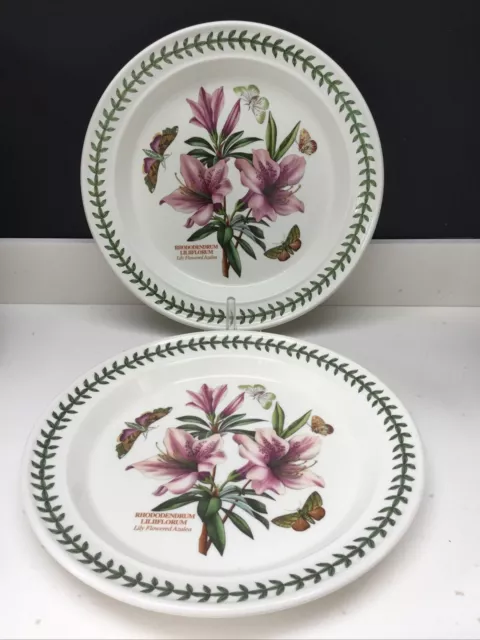 PORTMEIRION Botanic Garden Rhododendrum Dinner Plates X2.