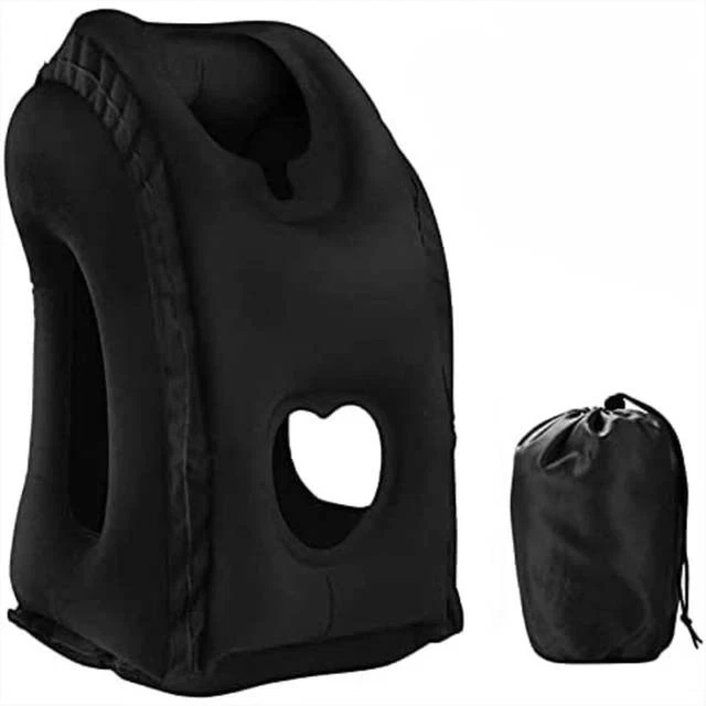 Inflatable Travel Sleeping Pillow Portable Chin Support Rest Airplane Plane Car 9