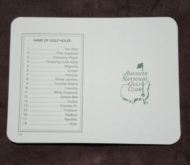 1 AUGUSTA NATIONAL Golf Club 2022 Course Scorecards Masters Major Tiger