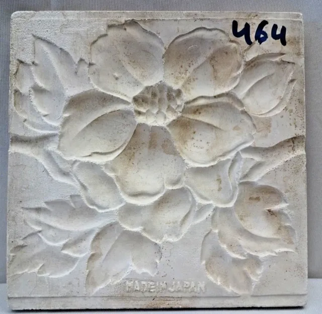 Majolica Tile Vintage Art Nouveau Ceramic Glazed Saji Japan Embossed Rose #464 3