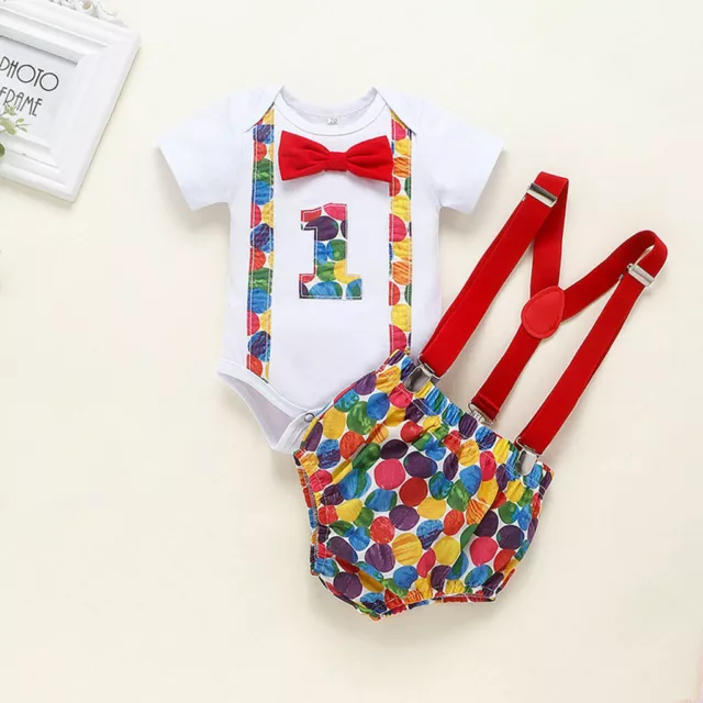 Infant Newborn Baby Boy Short Sleeve Bow Tie Romper+Shorts 1st Birthday Outfits