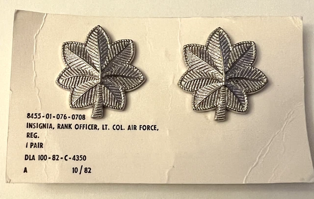 US MILITARY LIEUTENANT Colonel Insignia Pin Oak Leaf Air Force Officer ...