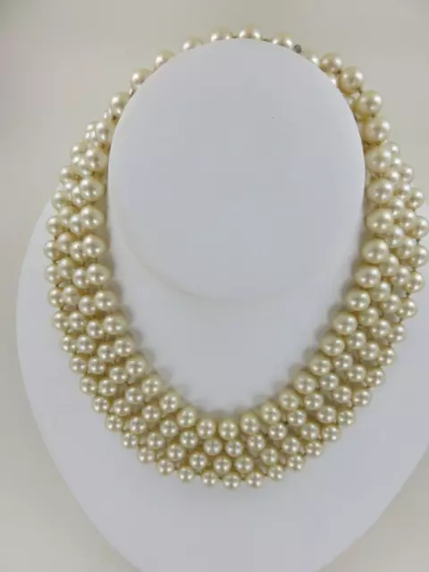 VINTAGE LES BERNARD 8mm Faux Pearl Necklace Hand Knotted Opera Length ...