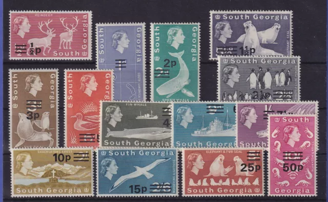 Falkland-Inseln Südgeorgien 1971 Tiere mit Wert-Aufdruck Mi.-Nr. 25-38 **