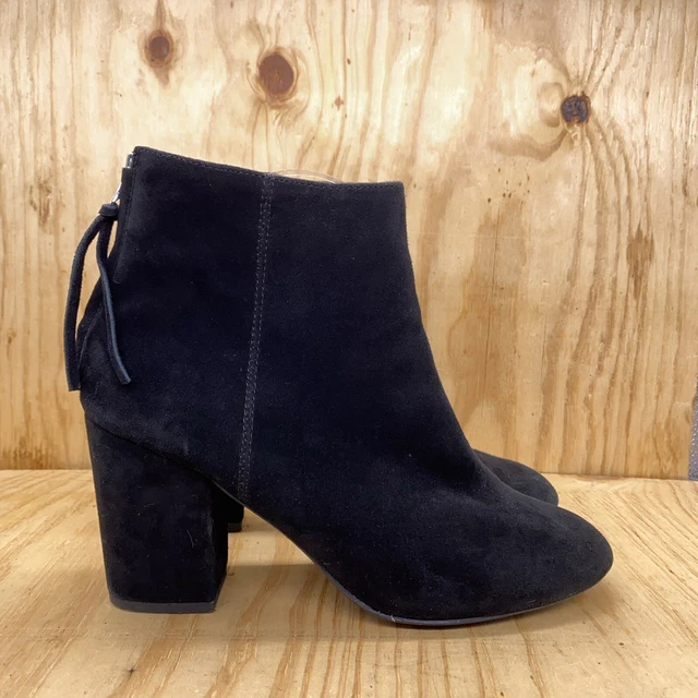 Steve Madden Size 9M Cynthia Black Suede Ankle Heeled Boots Booties Zip Back Steve Madden Size 9M Cynthia Black Suede Ankle Heeled Boots Booties Zip Back