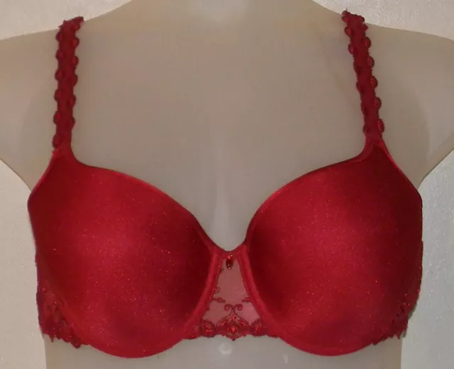 NEW W TAG Chantelle Satine V-Shaped Convertible Plunge Bra 2061 Black/Red  32D