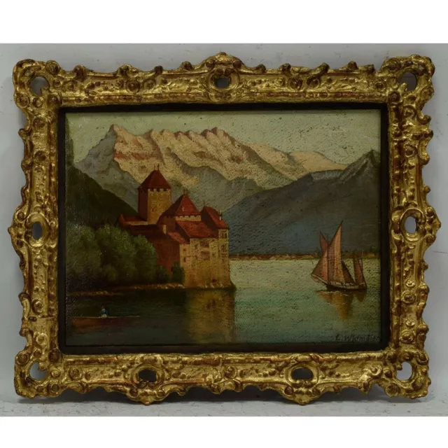 Altes ÖlGemälde Landschaft mit See, sign. L. Widmaier 53x42cm