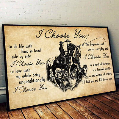 Cowgirl Riding Partner I Choose You To Life With Hand In Hand Horse Rider Canvas