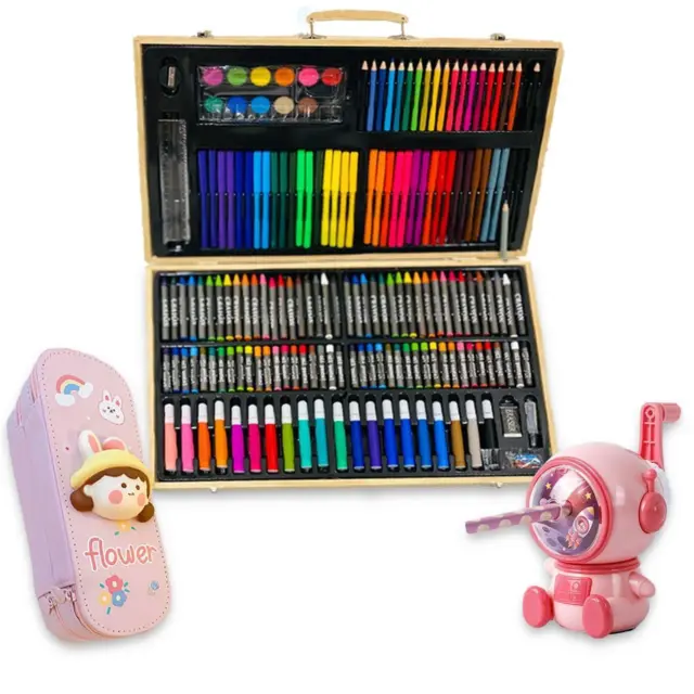 Combo Set Magnetic Pen & Pencil Sharpener  Kids Art Box set Astronaut pencil cas