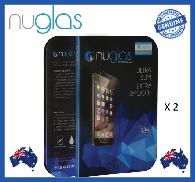 2x Genuine Nuglas Tempered Glass Screen Protector Guard For iPhone X