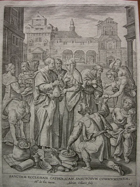 `Die Apostel Verteilen Gaben´ A. Collaert/ M. De Vos, H. 867, Kupferstich, ~1600