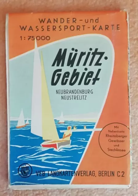 alte DDR Wanderkarte  von 1957 Müritz - Gebiet