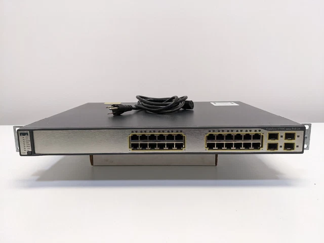 TESTED Cisco Catalyst WS-C3750G-24PS-S 24 Port Rackmount Switch POE STACKABLE