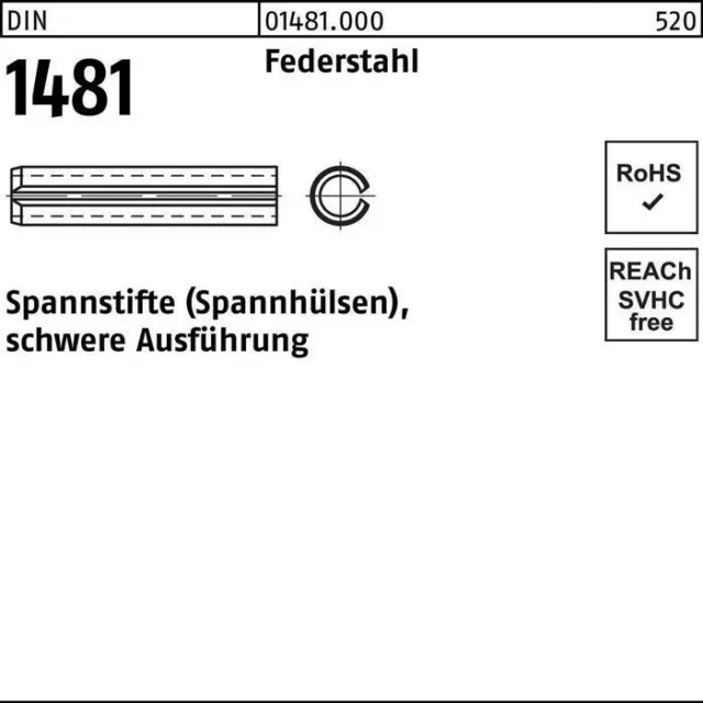 Spannstift DIN 1481 4,5 x 24 Federstahl schwere Ausführung DIN 1481