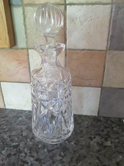 Crystal Cut Glass Decanter with Stopper 12" tall